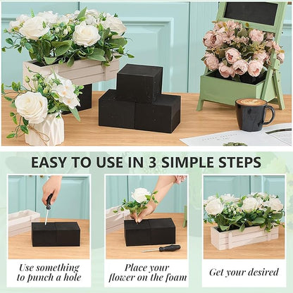 Lallisa 8 Pcs Reusable Floral Foam Blocks Water Weather Resistant Dry Floral Foam for Artificial Flower Arrangements Outdoor Flower Boxes Outside Hanging Planters Wedding Home Decor (4 x 4 x 3'')