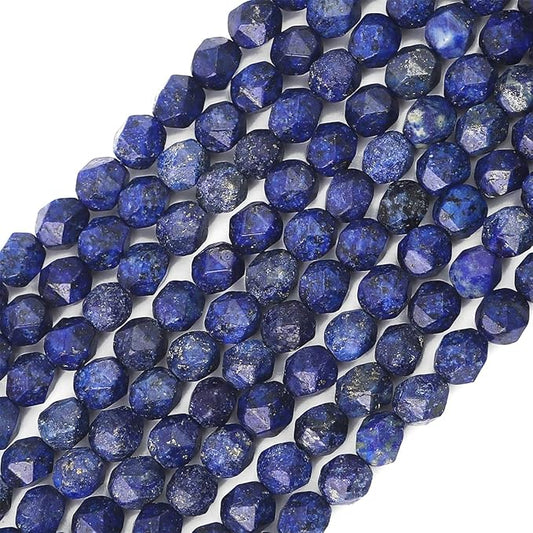 Faceted Natural Lapis Lazuli Stone Round Beads 10mm 36cm/Strand for Jewelry Making