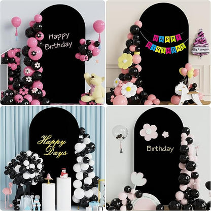 Wokceer 6.6FT Wedding Arch Backdrop Cover Spandex Fitted Black Wedding Backdrop Stand Covers Round Top Chiara Arch Cover for Birthday Party Ceremony Banquet Decoration