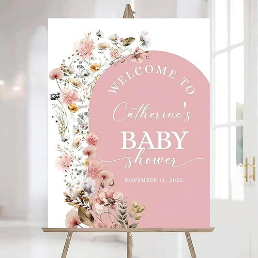 Editable Wildflower Baby Shower Welcome Sign, Personalized Boho Floral Baby Shower Sign, Spring Flowers Theme, Elegant Flower Decorations, Custom Name Signage for Boy or Girl #12