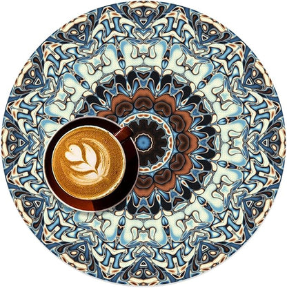 Mandala Round Placemat Set of 4 Elegant Linen Table Mats for Dining, Heat Resistant, Stain Resistant Perfect for Dinner Parties, Restaurants, and Everyday Use