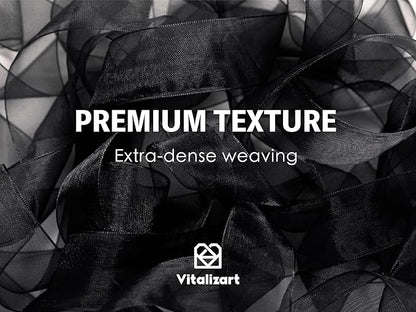 Vitalizart Black Ribbon Organza Sheer Ribbon 1 inch x 30Yd Handmade Fabric Ribbons for Gift Wrapping Christmas Tree Crafts Bows Wedding Invitations Wreaths Wrap