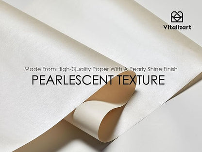 Vitalizart White Wrapping Paper Set 17" Pearly-Lustre With Silk Like Satin Ribbon & Gift Tags Recyclable Christmas Gift Wrapping Birthday Baby Shower Wedding Handmade Crafts 197"(16.4 Ft)