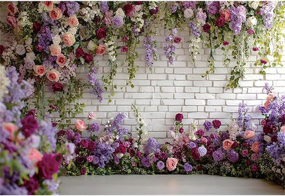 Baocicco Flower Brick Wall Backdrop 10x7ft Rose Flowers Photography Backdrops Baby Shower Bridal Shower Party Decorations Kids Adults Portraits Birthday Wedding Banner Supplies Props Video Studio