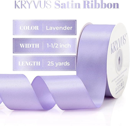 Lavender Satin Ribbon, 1.5 Inch X 25 Yards, Premium Satin Ribbon for Gift Wrapping, Crafts, Hair Bow Making, Sewing, Flower Bouquet, Wedding Party Decor