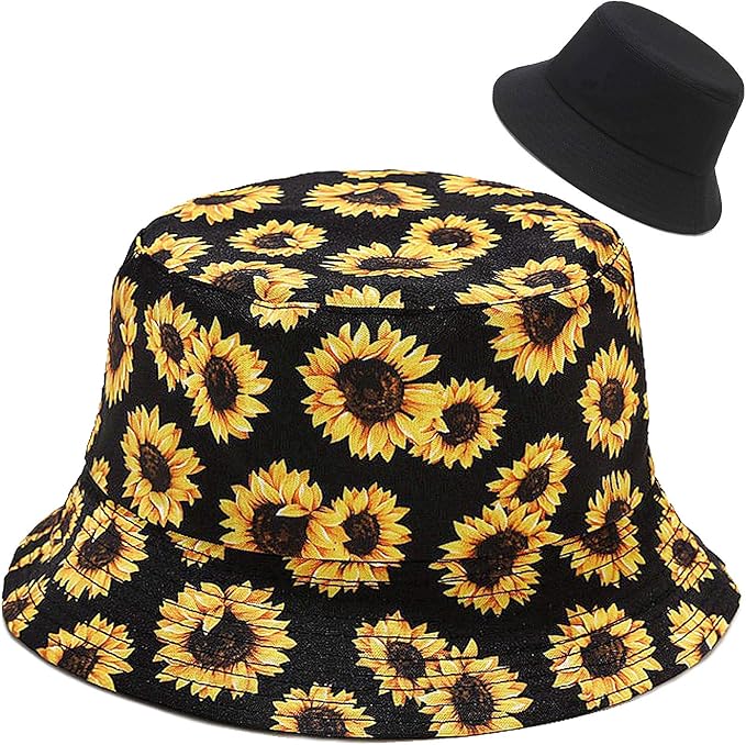 Malaxlx Unisex Bucket Hat Beach Sun Hat Aesthetic Fishing Hat for Men Women Teens, Reversible Double-Side-Wear