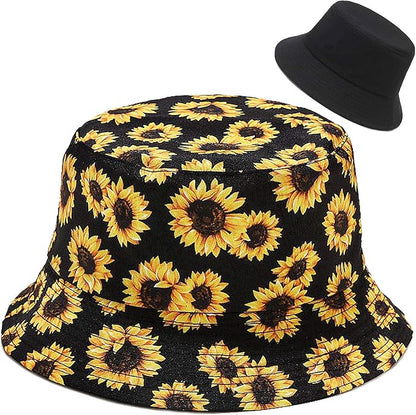 Malaxlx Unisex Bucket Hat Beach Sun Hat Aesthetic Fishing Hat for Men Women Teens, Reversible Double-Side-Wear