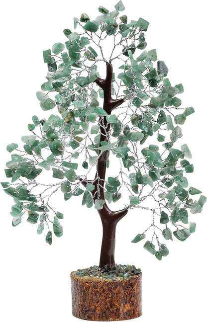 FASHIONZAADI Green Aventurine Crystal Tree, Crystals and Stones, Gem Tree, Healing Gemstones and Crystals Home Decor, Meditation Decor, Spiritual Gifts for Women, Good Luck Gift