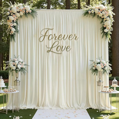 gogoparti 40ft x 12ft Ivory Wrinkle-Free Backdrop Curtain for Wedding Parties, Thick Polyester 8 Panels 5x12ft for Wedding Birthday Baby Shower Halloween Photography Party Background