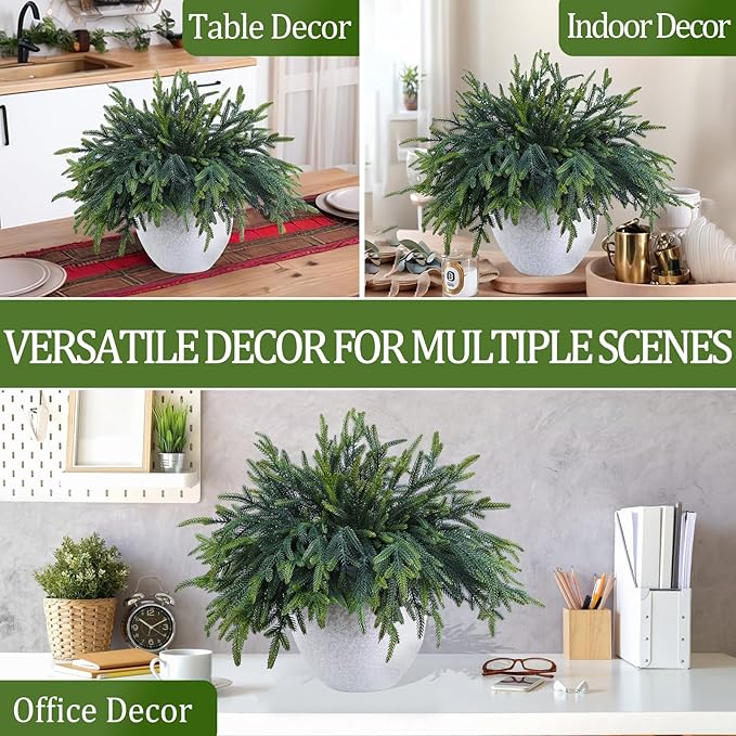 24 Pcs Pine Branches - Real Touch Artificial Pine Stems - Christmas Greenery Picks for DIY Wreaths Garlands Vase Arrangements, Indoor Outdoor Christmas Decor