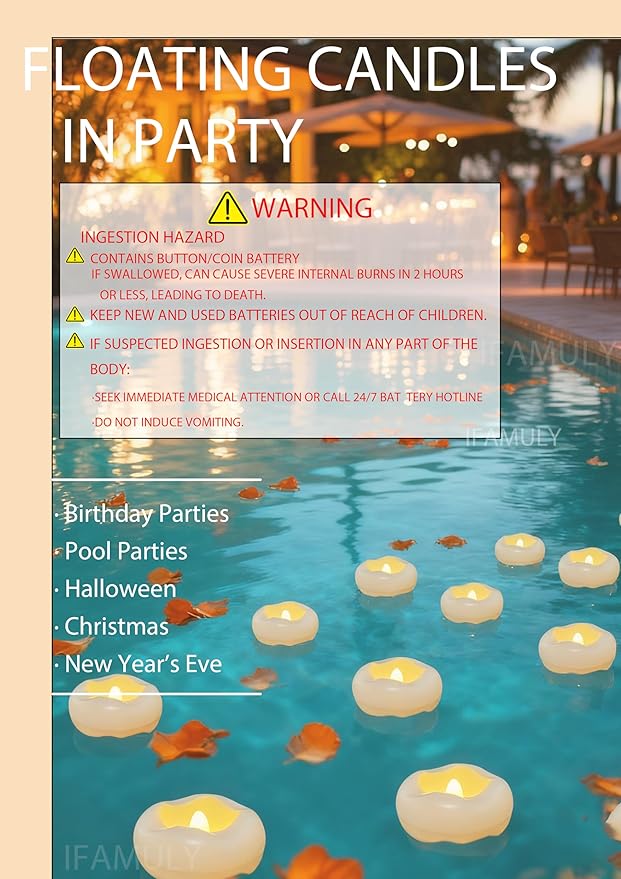 Floating Candles, 12 Packs 2.3 Inch Flameless LED Candle, 160+ Hour Battery Operated Waterproof Tealights for Wedding Centerpieces Marriage Proposals Pool Party Cylinder Vases Spa Christmas New Year