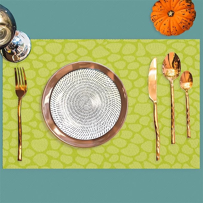 Sage Green Modern Placemats Set of 6 PVC Vinyl Non Slip Table Mats Waterproof Heat Resistant Place Mats Washable Wipeable Dining Table Mat for Kitchen Party Farmhouse Indoor Outdoor Decorative