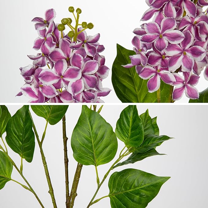 Artificial Lilac Flowers 30" Tall – Set of 3 Silk Lilac Flower Stems for Home Decor, Wedding Centerpieces, Faux Floral Arrangements – Purple Artificial Flowers for Vase, Spring & Farmhouse Décor