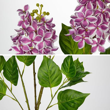 Artificial Lilac Flowers 30" Tall – Set of 3 Silk Lilac Flower Stems for Home Decor, Wedding Centerpieces, Faux Floral Arrangements – Purple Artificial Flowers for Vase, Spring & Farmhouse Décor