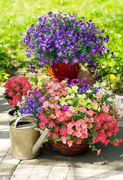 18 Bundles Artificial Flowers for Outdoors No Fade Fake Plants Faux Flowers for Spring Summer Decor, UV Resistant Artificial Outdoor Plants for Outside & Indoor Planter Porch Balcony Patio Decor - Mix