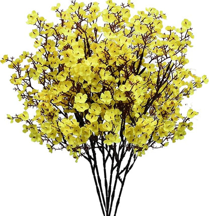 Mandy's Yellow Artificial Baby’s Breath European Flowers 6 Bundles Silk Gypsophila with Bendable Stems for Fall Thanksgiving & Christmas Centerpiece Wedding Decor and Table Arrangements