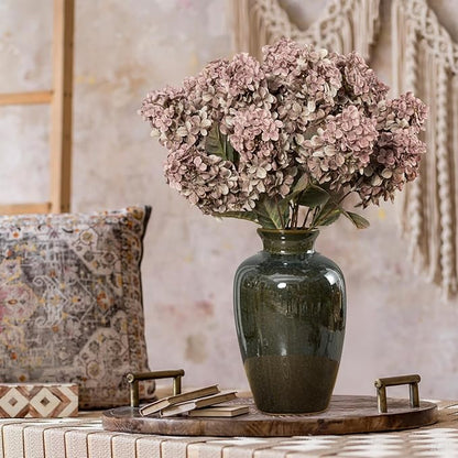 Fake Flowers Hydrangea Silk Flowers With Stems White Flowers Fake Flowers In Vase Hydrangea Artificial Flowers Winter Flowers Artificial For Decoration Vase Decor 24"（Brown ）8PCS Wthout Vase