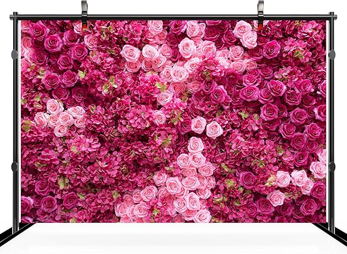 8ftx6ft Rose Wall Background Rose Photo Backdrops Spring Party Tea Party Flowers Backdrop Girls Birthday Pink Princess Party Wedding Bridal Shower Pink Floral Anniversary Ceremony Decor
