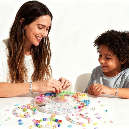 MYCUTEY 594Pcs DIY Bracelet Making Kit with Colorful Letter Flower Heart Beads - Friendship Bracelet Kit for Women Pony Beads for Jewelry Making Christmas Bead Bracelets Making Craft