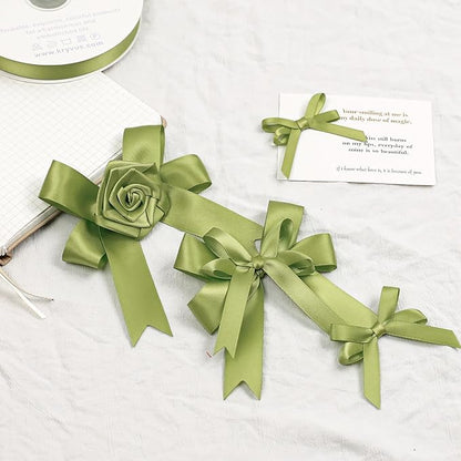 Moss Green Satin Ribbon, Double Faced 1/4 Inch X 50 Yards Moss Green Ribbon, Premium Satin Ribbon for Gift Wrapping, Crafts, Hair Bow Making, Sewing, Flower Bouquet, Wedding Party Decor