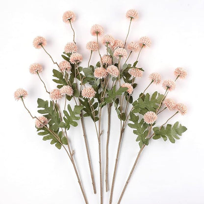 mizii 6Pcs Pink Fake Silk Pompon Mum Artificial Flowers Bulk Small Faux Chrysanthemums with Stems Realistic Floral Decorations for Wedding DIY Bouquet Centerpieces Shower Vase Home Decor (Light Pink)