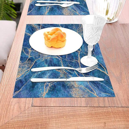 Placemats Set of 4 PVC Woven Place Mats Heat Resistant Easy to Clean for Indoor Outdoor Party Kitchen Dining Table Decoration 12"x18",Marble Pattern