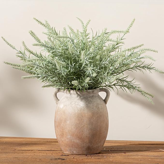 Ceramic Flower Vase 7.6 inch Farmhouse Rustic Vase Decorative Pottery Terracotta Vases for Home Decor Table Mantle Fireplace Living Room Bathroom Wedding Centerpiece (Aged Terra)