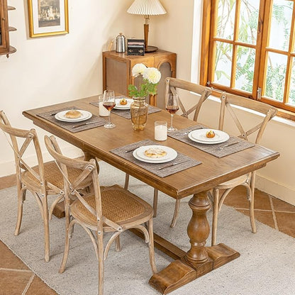 Blue Forest Placemats Set of 6, Dual-Layered Thickened Faux Linen Cloth Place Mats Heat Resistant Machine Washable Wrinkle Free Table Mats Indoor/Outdoor (Burlap)