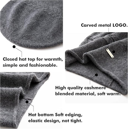 QUEENFUR Knit Slouchy Beanie Hats for Women Cashmere Ski Cap Knitted Wool Soft Warm Winter Hat