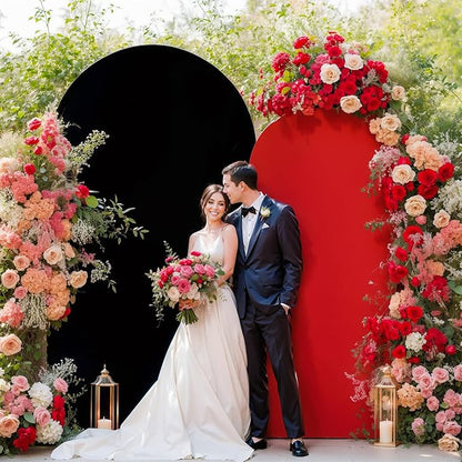 Black Red Arch Backdrop Cover Set of 2 Spandex Arch Covers 7.2 and 6ft Wedding Arch Stand Cover Bridal Baby Shower Photo Stretchy Backdrop Arch Cover Birthday Party Arch Covers