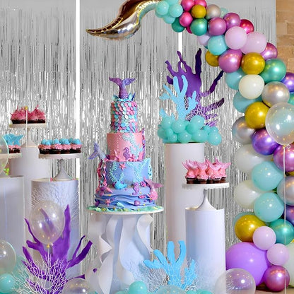 Keyali 3 Pack 3.3 * 8.3 ft Foil Curtain Metallic Tinsel Fringe Curtains Photo Booth Props Backdrop for Birthday Wedding Engagement Baby Shower Christmas Holiday Celebration Partyl,Silvery