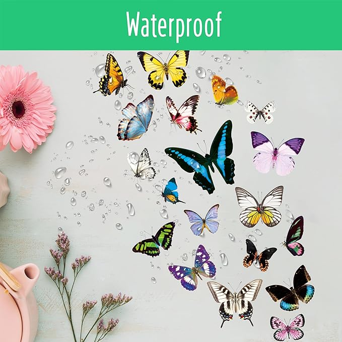 400+ PCS Delicate Butterfly Stickers, Self-Adhesive PVC Vintage Butterfly Stickers for Scrapbook, Journal, Laptop, Envelope, DIY Project, Window, Spring Themed Party Decors