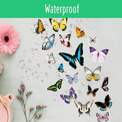 400+ PCS Delicate Butterfly Stickers, Self-Adhesive PVC Vintage Butterfly Stickers for Scrapbook, Journal, Laptop, Envelope, DIY Project, Window, Spring Themed Party Decors