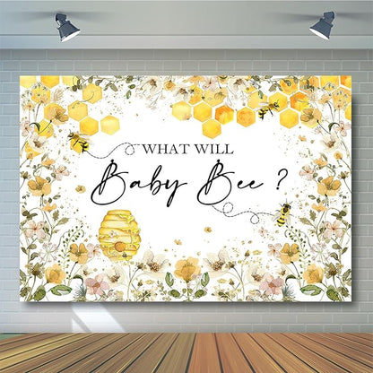 Avezano Baby Bee Gender Reveal Backdrop - Honeycomb Bee Theme Party Decorations Banner (8x6ft)