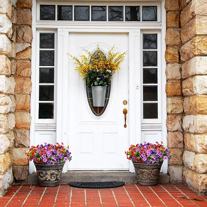 INQCMY Artificial Flowers for Outdoors Faux Plants Fake Flowers Spring Summer Decoration,12 Bundles Faux Silk Colorful Daisy Realistic UV Resistant for Outside Home Planter Window Porch Patio Yard