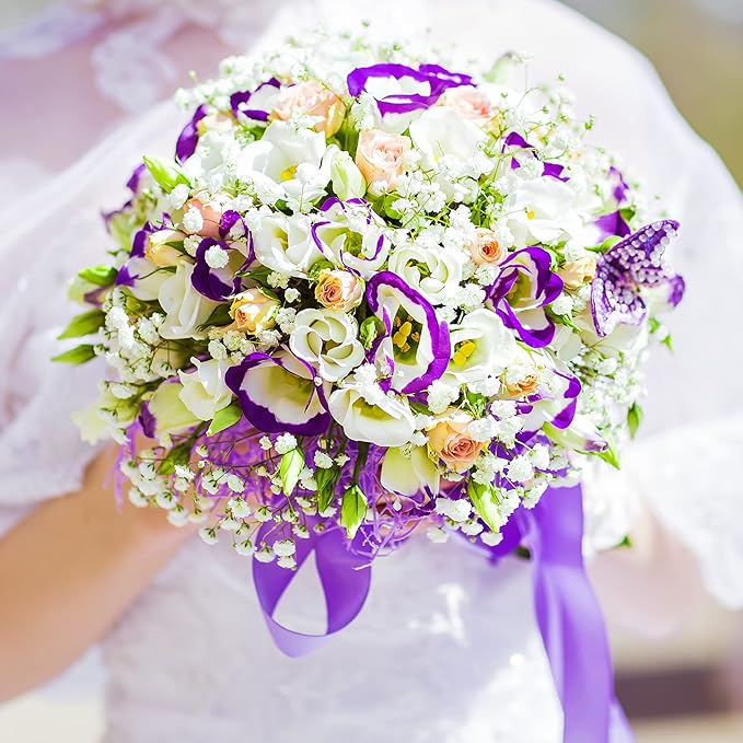 LIUYAXI Purple Stain Ribbon, 1/2" X Continuous 50 Yards, Double Faced Fabric Ribbon Perfect for Gift Wrapping Wedding Christmas Birthday Floral Arrangement Craft