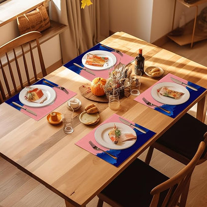 Placemats-Calm Cat On Hilltop Linen Table Place Mats Set of 4 Non-Slip Heat Resistant Table Mats for Dining Kitchen Cabin Decor 12x18 Inch