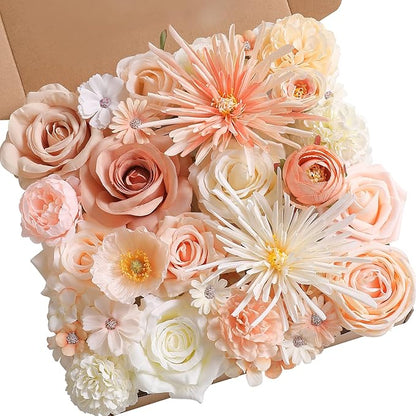 Serra Flora Artificial Flowers Combo Box Set Faux Flowers Bulk Flower Leaf with Stems Arrangements for DIY Wedding Bouquets Party Table Centerpieces Home Decorations Indoor Outdoor