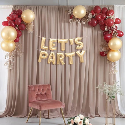 10ft x 10ft Taupe Backdrop Curtain Drapes, Wrinkle-Free Sheer Chiffon Fabric Photo Backdrop Panels for Wedding Arch Party Ceremony Stage Photo Backgrounds