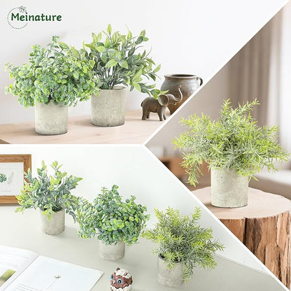 3 Pack Life-Like Potted Fake Plant, Artificial Plants Indoor, Artificial Frost-Hung Green Plants,Eco-Friendly Gray Pot, No Need for Maintenance，Ideal Decor for Home and Office