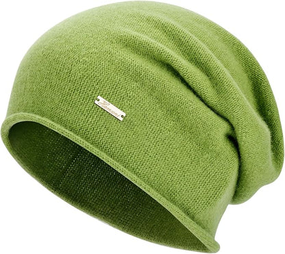 100% Wool Slouchy Beanie, Warm Beanie Hats for Women Breathable Knitting Skull Beanies Cap for Spring Fall Winter