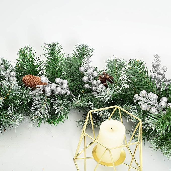 DearHouse 14 Pack Christmas Glitter Berries Stems, 7.8Inch Silver Artificial Christmas Picks for Christmas Tree Ornaments, DIY Xmas Wreath, Crafts, Holiday and Home Decor