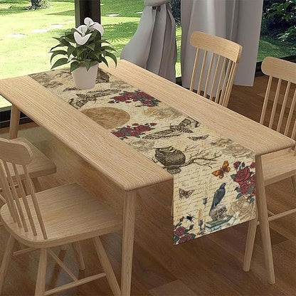 Gothic Floral Table Runner, Retro Dark Skull Moth Vintage Flower Halloween Day of Death Witchy Coffee Table Center Decor for Home Kitchen Dining Patio Holiday Party Table Decorations 13x36 inches