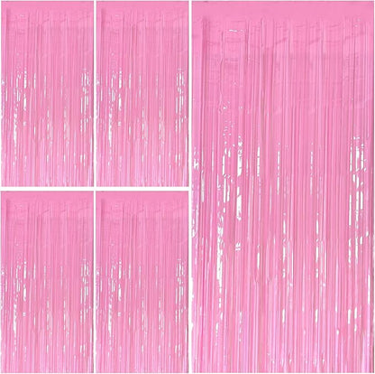 Pink Party Streamers Foil Fringe Backdrop Curtains Tinsel Streamers Birthday Party Decorations Fringe Backdrop for Birthday Party Graduation Bridal Shower