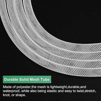 Mesh Tube Ribbon 25 Yards, 6mm Elastic Fabric Ribbons Mesh Tubing for Crafts/Gift Wrapping/Flower Bouquets/Wedding/Birthday/Holiday/Wreaths Christmas/Decoration[White]