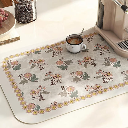 ISAENNE Designer PVC Placemats Set of 6,Rectangular Floral Placemat, Waterproof and Heat-Resistant,Decoration for Kitchen, Dining, Party,Holiday, New Year,12"*17"