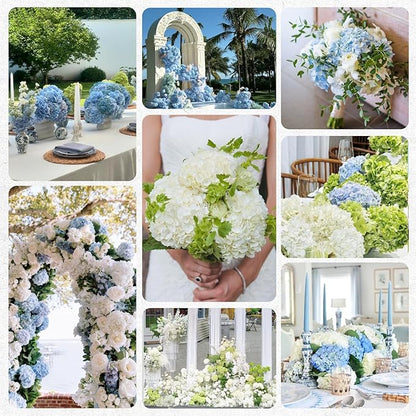 4 Pcs Light Green Hydrangea Artificial Flowers, Latex Real Touch Hydrangea Flowers, 19.6'' Full Faux Hydrangea Flowers Fake Flowers for Home Decor Party Wedding Centerpiece Bouquet Floral Arrangements
