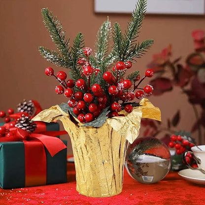 Iceyyyy 10 Yard Christmas Plant Pot Floral Foil, Matte Texture Floral Foil Plant Pot Covers, Golden Florals Foils Wrapping Paper for Home Garden Pots Vases DIY Decoration