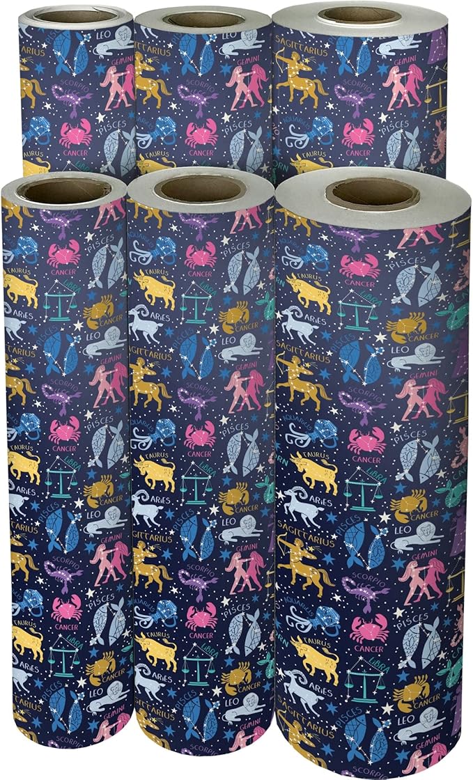 Jillson Roberts Bulk Gift Wrap, Everyday Gift Wrapping Supplies, Astrology, 1/4 Ream 208 feet x 30 inches
