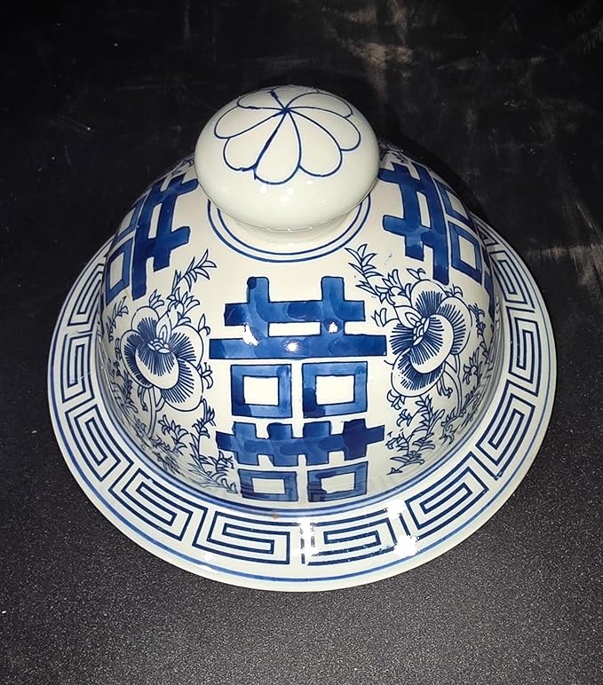 Festcool 19 inch Antique Like Blue and White Porcelain Temple Vase Jar Double Happiness Jingdezhen China (J8) Blue White 19*11*11 inches